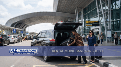 Rental mobil bandara Soekarno Hatta – A.Z Transportasi, Innova putih di terminal kedatangan