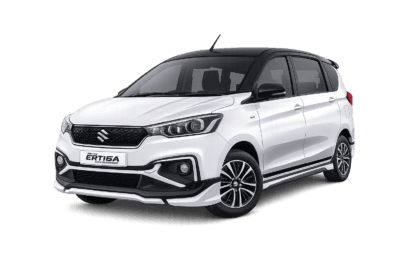 Suzuki All New Ertiga Hybrid putih dari AZ Rent Car untuk layanan sewa mobil dengan supir di Jakarta.