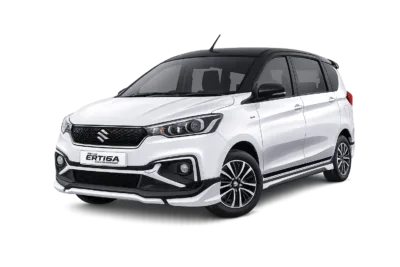 Suzuki All New Ertiga Hybrid putih dari AZ Rent Car untuk layanan sewa mobil dengan supir di Jakarta.